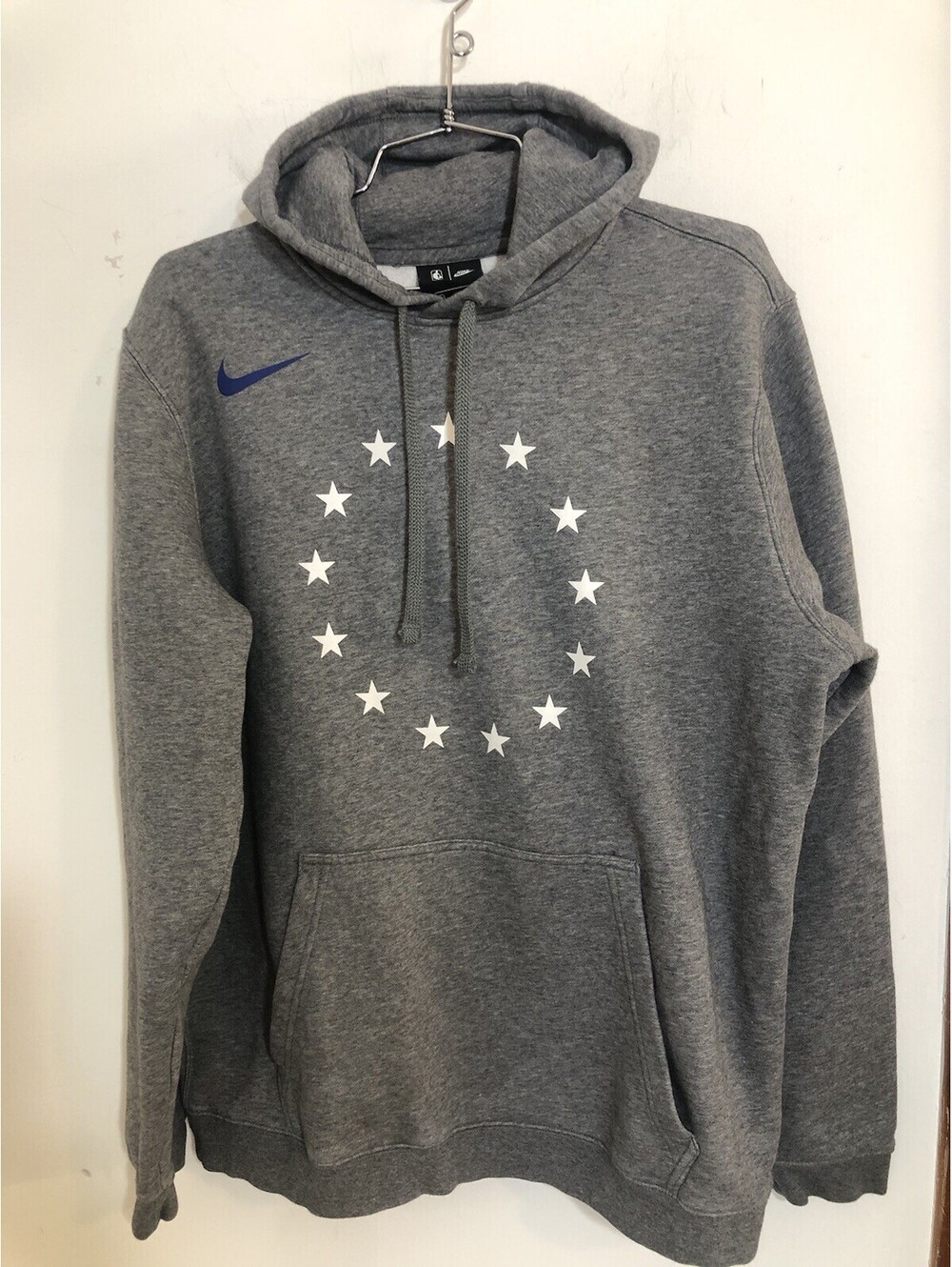 Nike AA3689 Mens XL Gray NBA Pullover Hoodie Sweatshirt Stars Circle